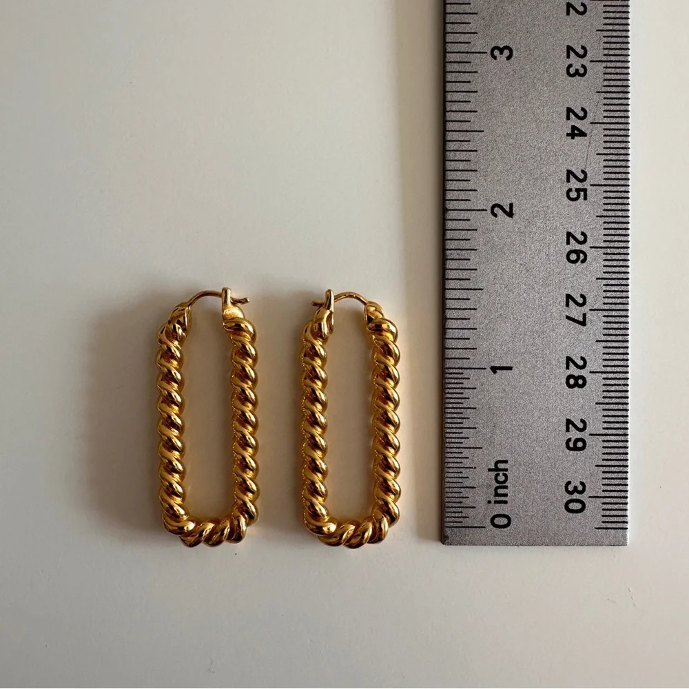 Missoma London 18k plated Twisted Rectangle Hoop Earrings